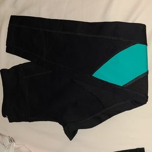 Express Core Performance Full Length Leggings Black and Teal XS